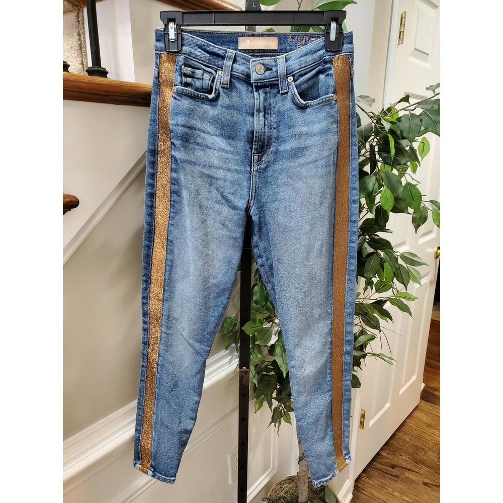 7 For All Mankind Lux VTG Denim Blue Cotton Mid Rise Skinny Leg Casual Jeans 24
